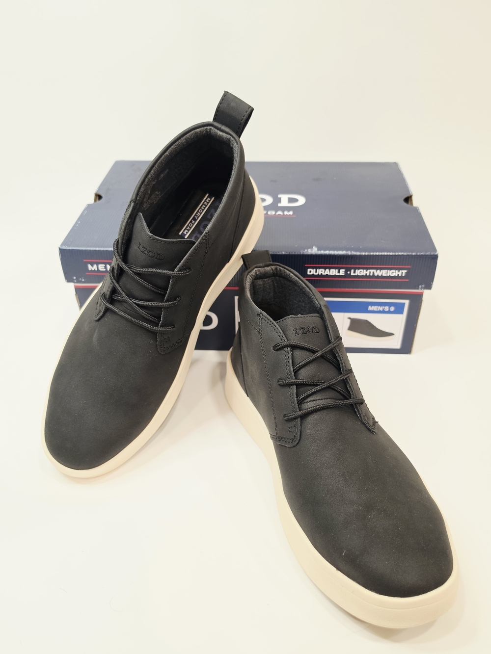 Izod Palmer Black Men's Lace-Up Sneaker with Cream Sole